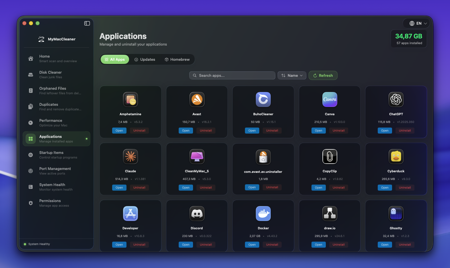 Applications screenshot