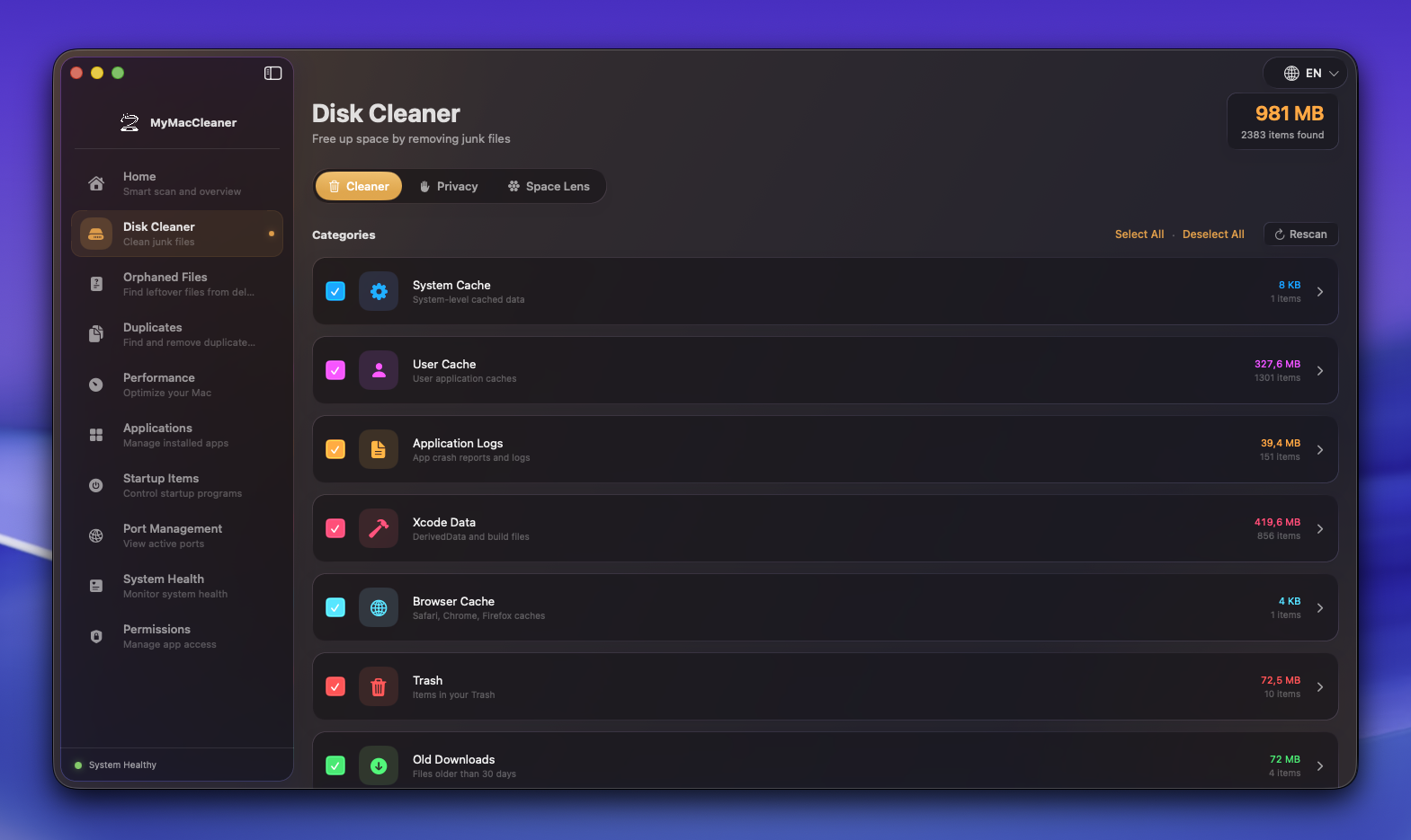 Disk Cleaner screenshot