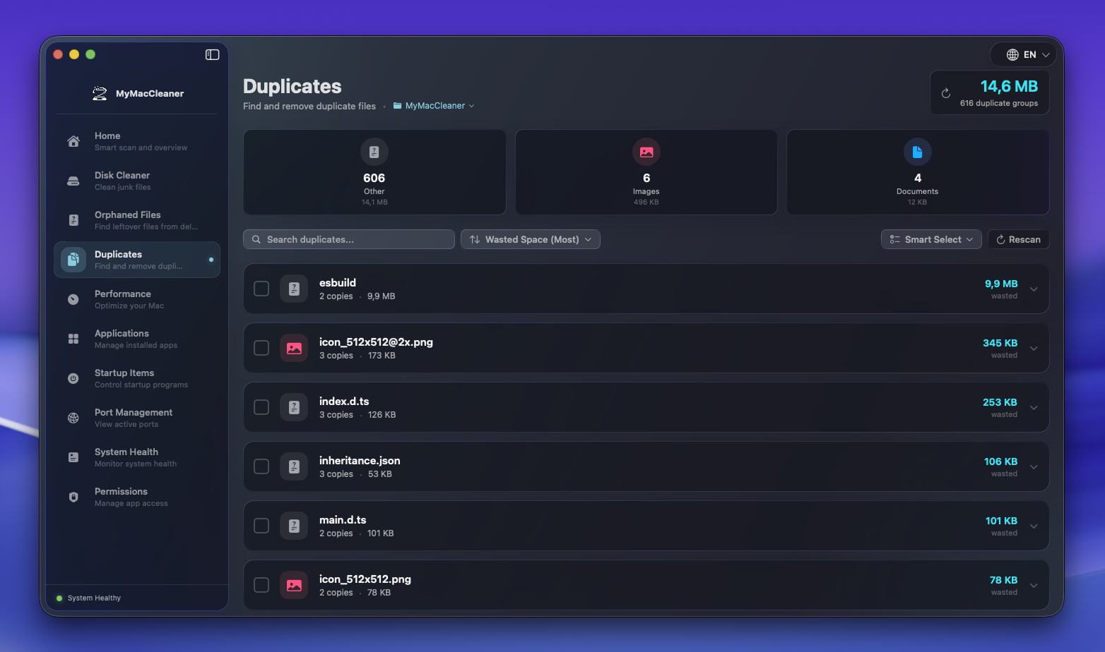 Duplicates screenshot