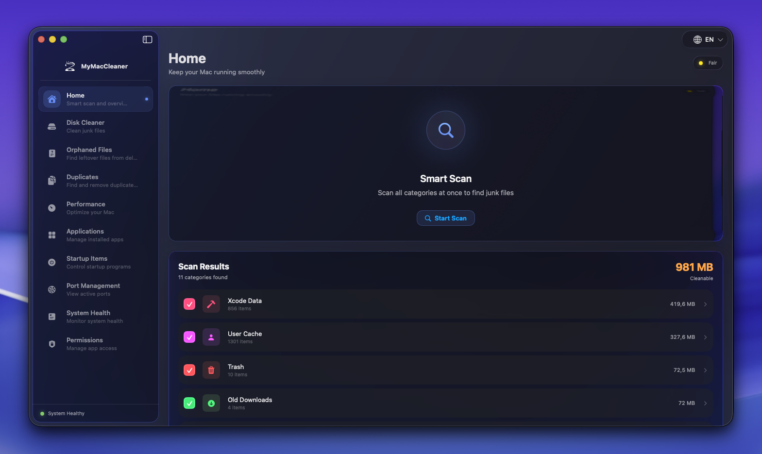 Home & Smart Scan screenshot