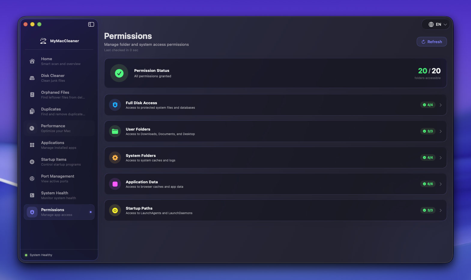 Permissions screenshot