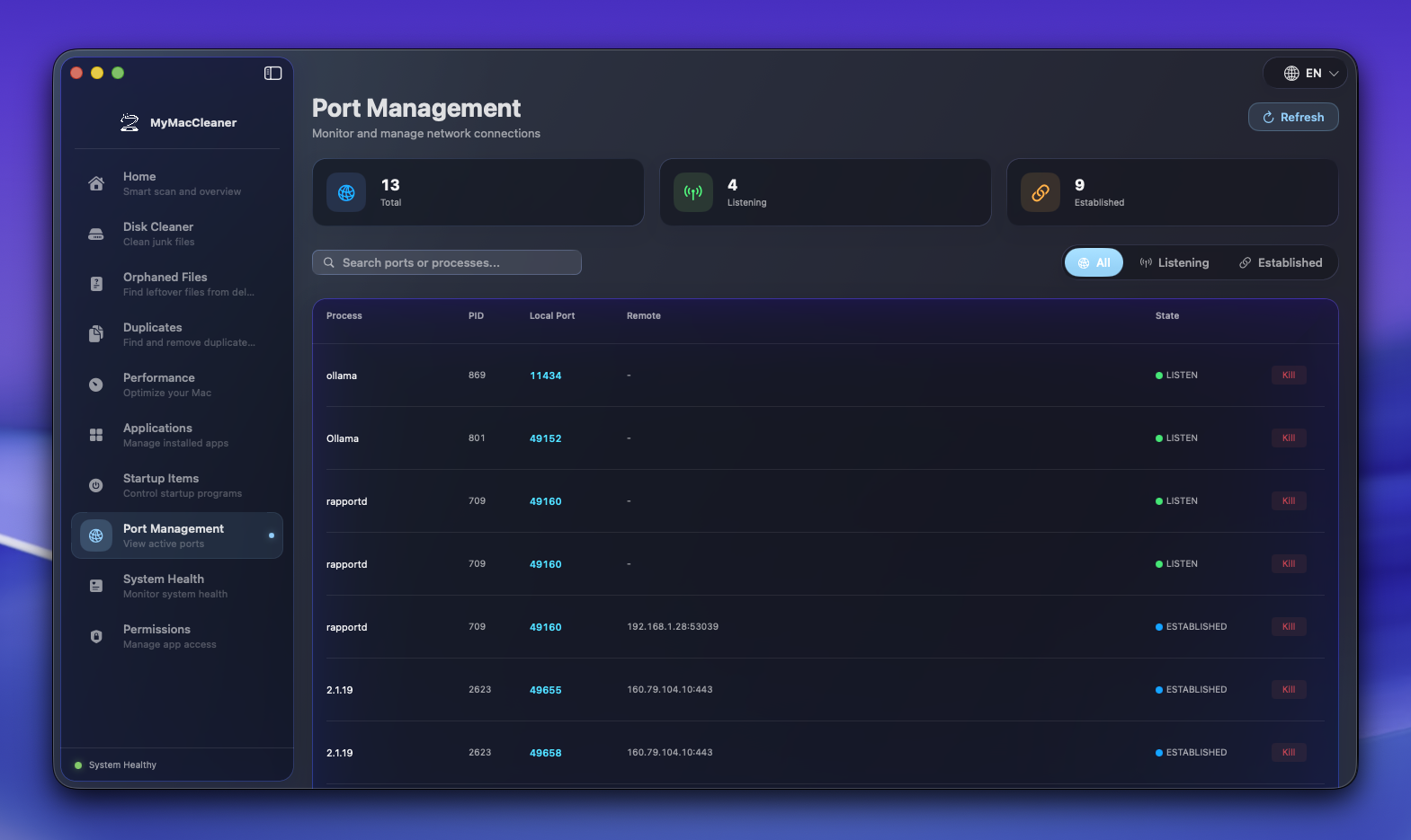 Port Management screenshot